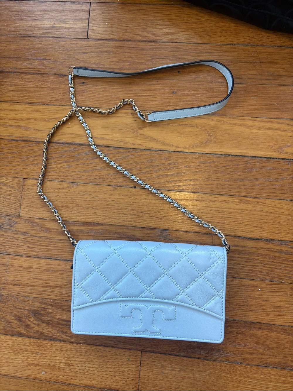 Tory Burch Light Blue Quilted Chain Crossbody